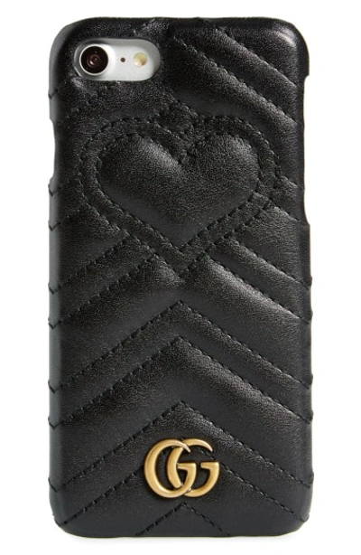 Shop Gucci Gg Marmont Leather Iphone 7 Case In Nero/white