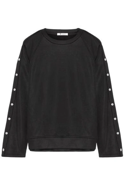 Shop Alexander Wang T Coated French Terry Sweatshirt In Black