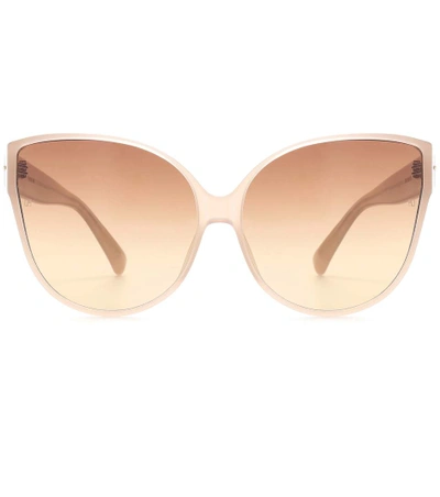 Linda Farrow 62mm Oversize Cat Eye Sunglasses - Milky Tobacco In Brown