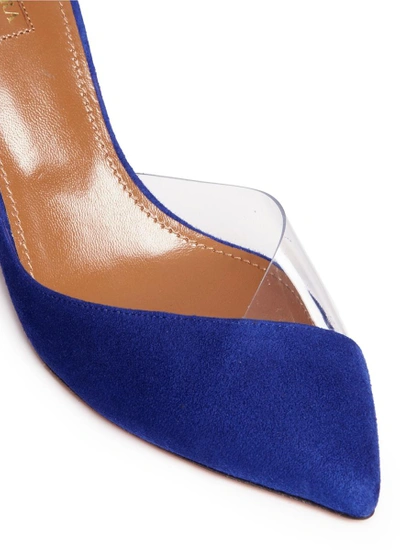 Shop Aquazzura 'eclipse 75' Semi D'orsay Pvc Suede Pumps