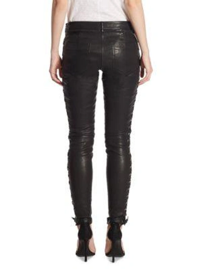 Shop A.l.c Dent Leather Lace-up Skinny Pants In Black