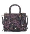 Coach Rogue 25 In Glovetanned Pebble Leather With Tea Roses In : Black Copper/black Pink