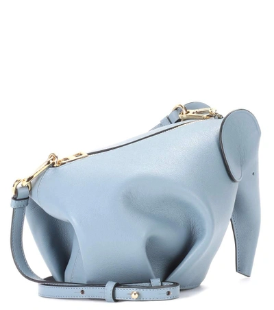 Shop Loewe Elephant Leather Shoulder Bag In Blue