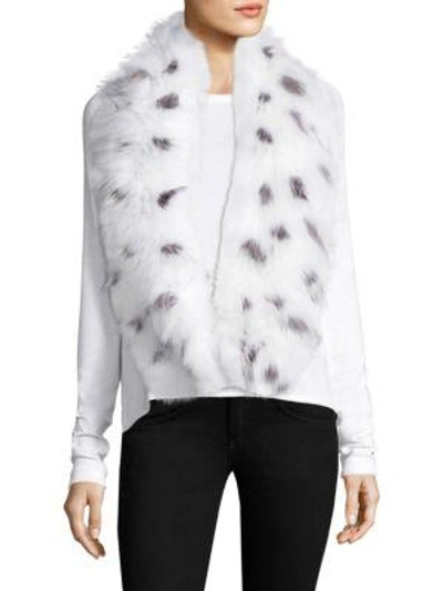 Adrienne Landau Knit Fox Fur Scarf In White
