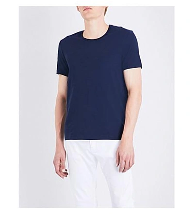Shop Hugo Boss Logo-print Cotton-jersey T-shirt In Navy