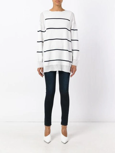 Shop Stella Mccartney Deconstructed Striped Sweater - White