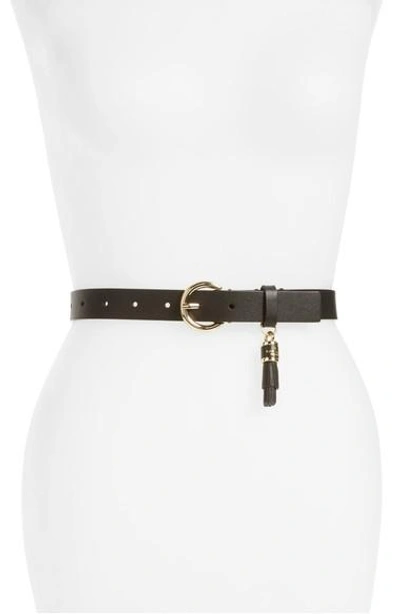 Shop Kate Spade Tassel Belt In Black/ Pale Pol Gold