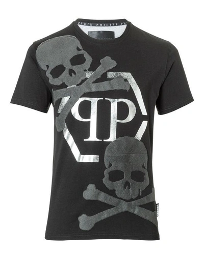 Shop Philipp Plein T-shirt Round Neck Ss "deceitful"