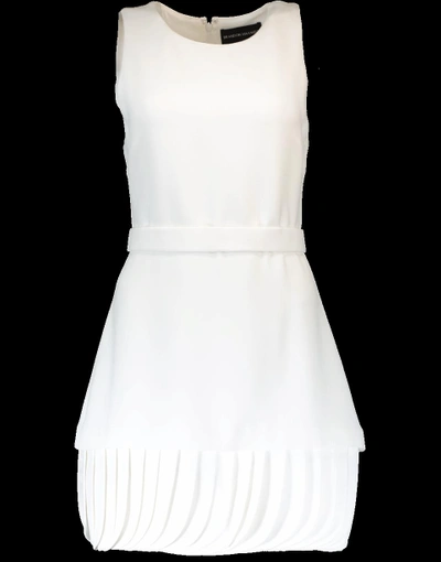 Shop Brandon Maxwell Belted Layered Petal Hem Dress In Ivory