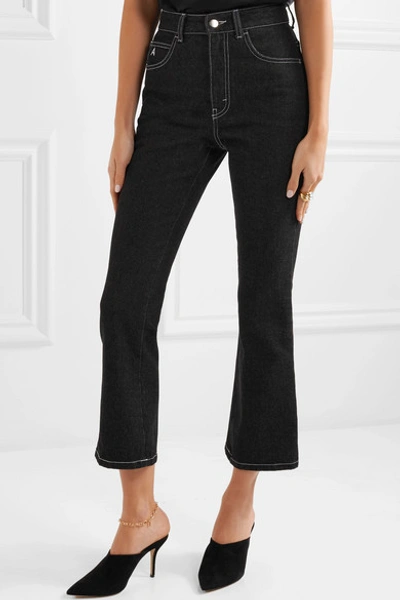 Shop Attico Blanca Cropped High-rise Flared Jeans