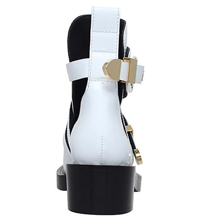 Shop Balenciaga Ceinture Leather Ankle Boots In White/oth