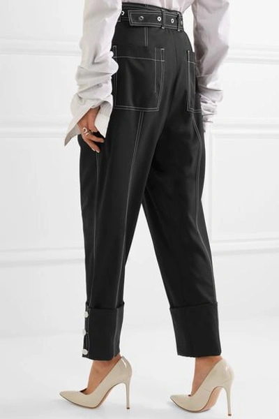 Shop Proenza Schouler Belted Wool-blend Twill Straight-leg Pants