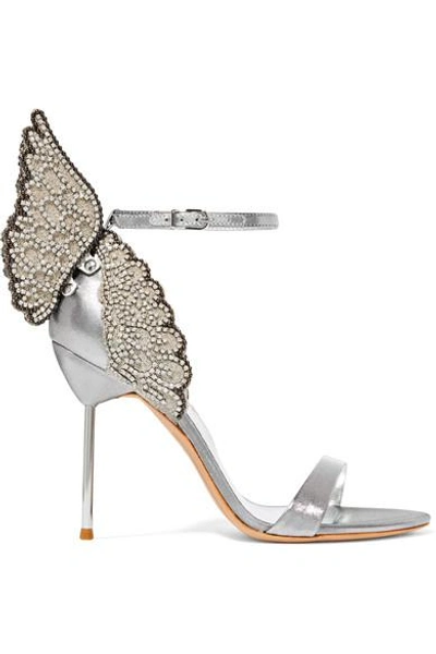 Shop Sophia Webster Evangeline Crystal-embellished Lamé Sandals