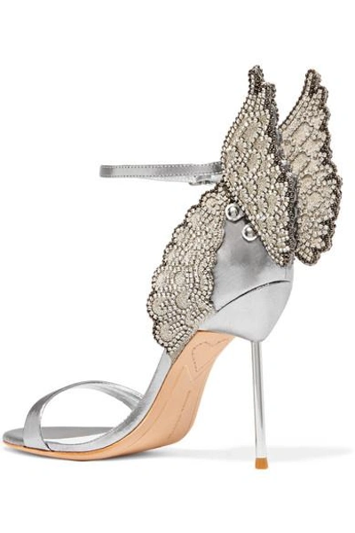 Shop Sophia Webster Evangeline Crystal-embellished Lamé Sandals