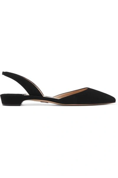 Shop Paul Andrew Rhea Suede Point-toe Flats In Black