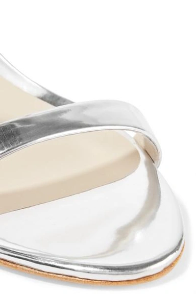 Shop Sophia Webster Rosalind Crystal-embellished Metallic Leather Sandals In Silver