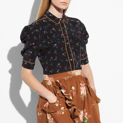 Shop Coach Gathered Front Shirt In Black Multi