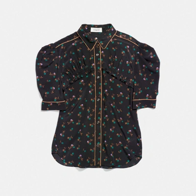 Shop Coach Gathered Front Shirt In Black Multi
