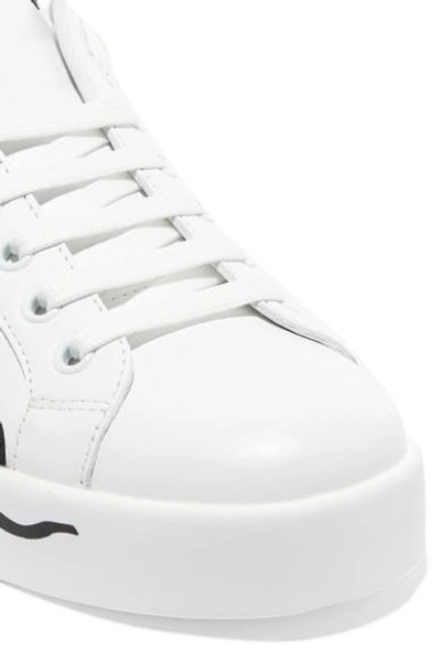 Shop Dolce & Gabbana Logo-painted Leather Sneakers