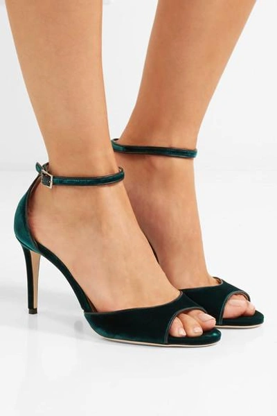 JIMMY CHOO ANNIE 85 VELVET SANDALS 