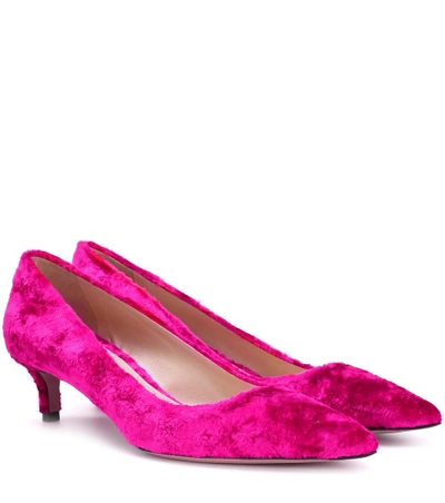 Prada Velvet Kitten-heel Pumps In Pink