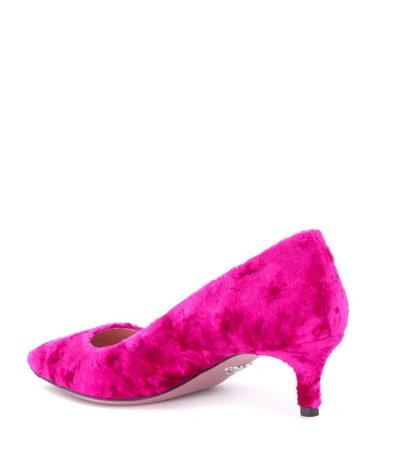 Shop Prada Velvet Kitten-heel Pumps In Pink