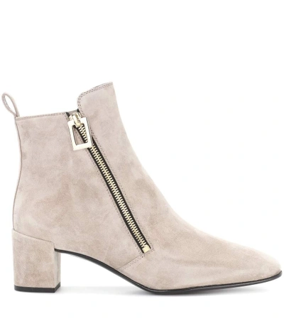 Shop Roger Vivier Polly Zip Suede Ankle Boots
