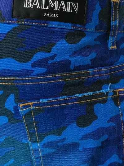 Shop Balmain Distressed Camouflage Jeans