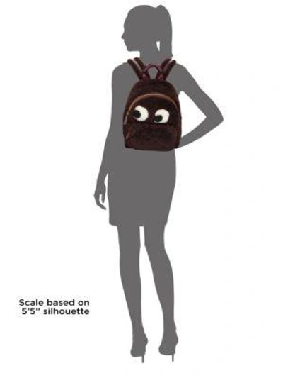 Shop Anya Hindmarch Mini Ghost Faux Fur Backpack In Dark Red