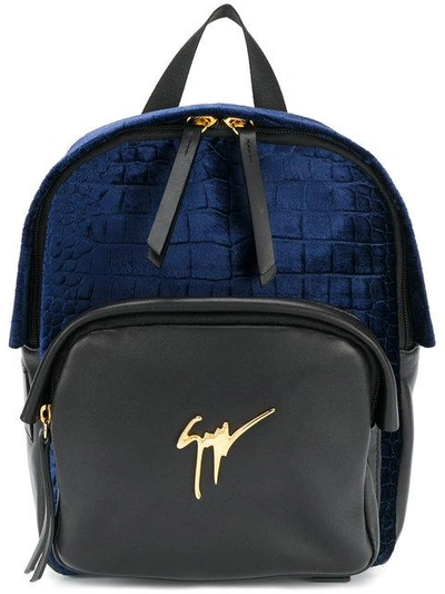 Shop Giuseppe Zanotti Carey Logo Plaque Backpack In Blue