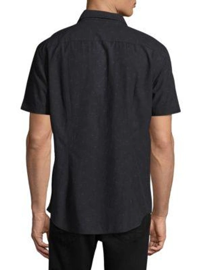 Shop John Varvatos Short Sleeve Cotton Button-down Shirt In Midnight