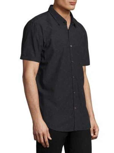 Shop John Varvatos Short Sleeve Cotton Button-down Shirt In Midnight