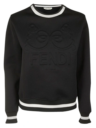 Shop Fendi Embroidered Sweatshirt In Nero