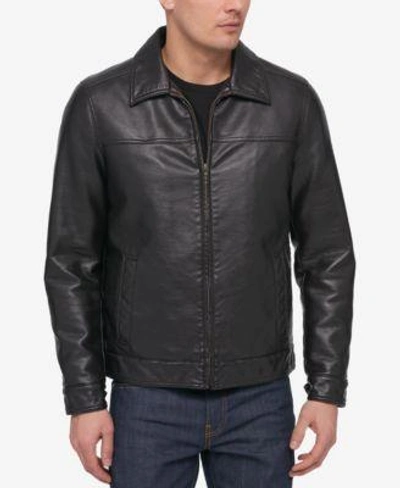 Shop Tommy Hilfiger Men's Faux Leather Bomber Jacket In Dk Brown