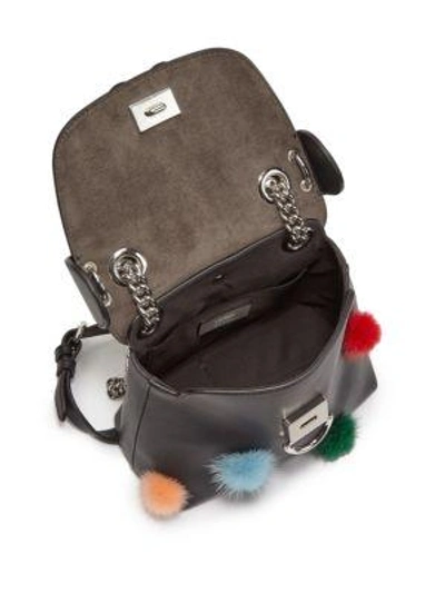 Shop Fendi Mink Fur Pom-pom & Leather Backpack In Black-multi