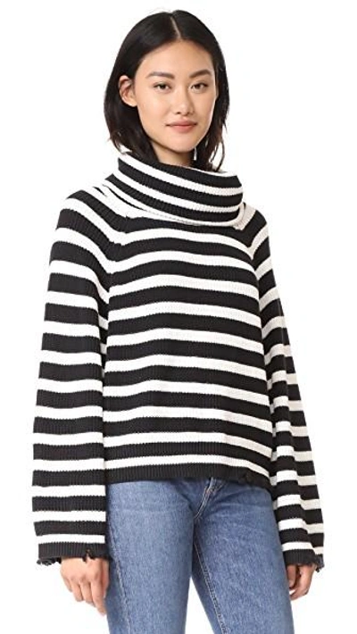 Shop Rta Alexis Turtleneck Sweater In Black White