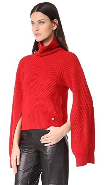 Shop Versace Turtleneck Sweater In Red