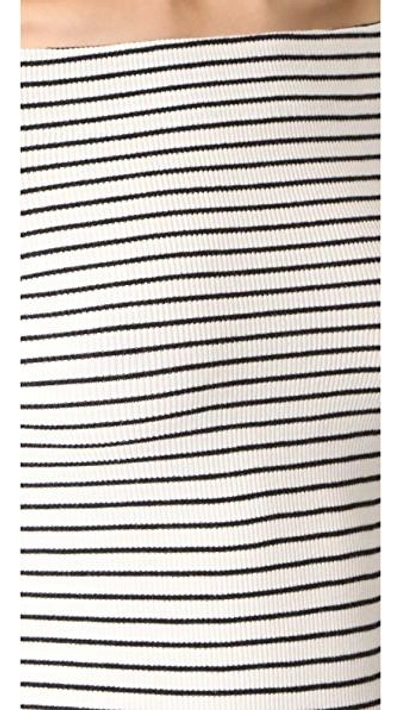 Shop Getting Back To Square One Off Shoulder Top In Black/vanilla Ice Stripe