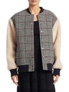CARVEN Plaid Wool & Faux Shearling Varisty Jacket