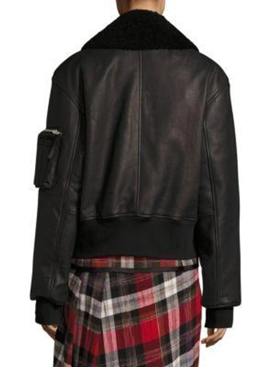 Shop Public School Guilia Shearling And Leather Jacket In Black