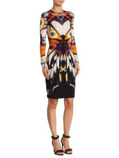 Shop Givenchy Butterfly-print Sheath Dress In Multicolor