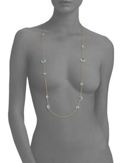 Shop Ippolita Rock Candy® Blue Topaz Station Necklace In Yellow Gold