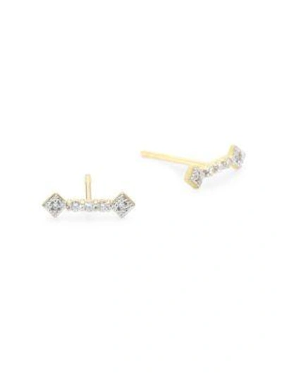 Shop Jude Frances Simple Lisse Pavé Stick Stud Earrings In Yellow Gold