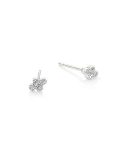 Shop Jude Frances Tiny Champagne Quad Stud Earrings In White Gold