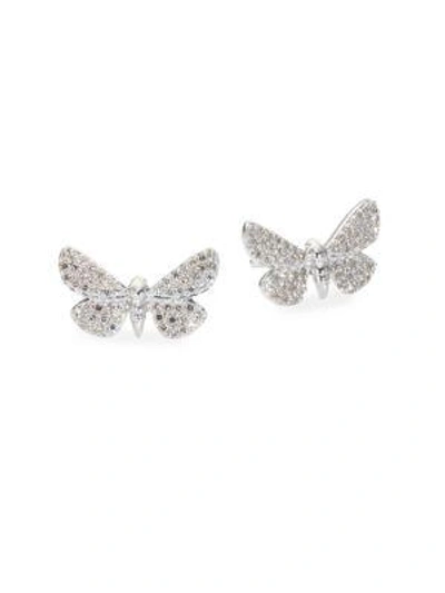 Shop Astley Clarke Cinnabar Moth Grey Diamond Stud Earrings In White Gold
