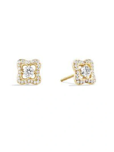 Shop David Yurman Women's Venetian Quatrefoil Earrings With Diamonds In 18k Yellow Gold