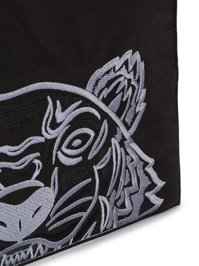 Shop Kenzo Tiger Embroidered Pouch Bag In 99 Noir