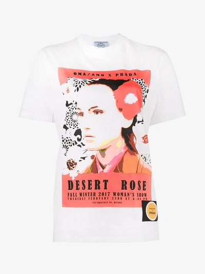 Shop Prada Poster Girl Print T-shirt In White