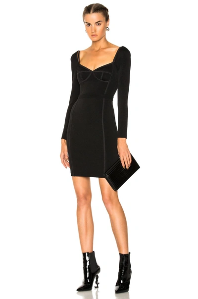 Shop Alexander Wang T T By Alexander Wang Long Sleeve Fitted Dress In Black