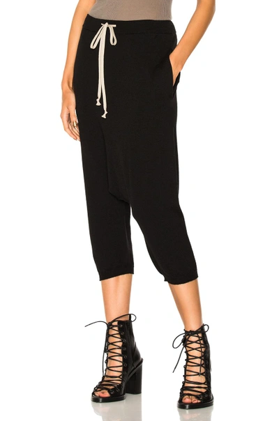 Shop Rick Owens Cropped Drawstring Pant In Black